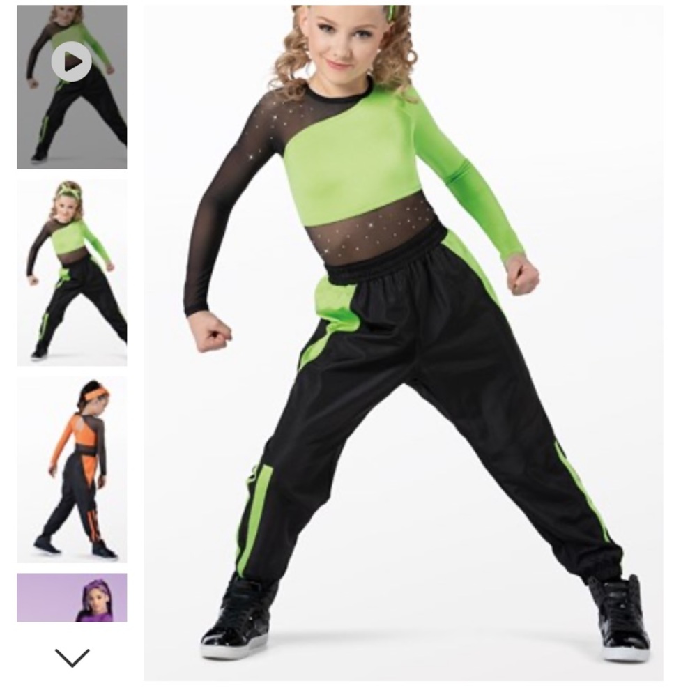 Weissman Green/Black Hip Hop Dance Costume 3 Piece Size SC 6/7